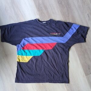 Adidas Men's Vintage Tee with Colorful Stripes
